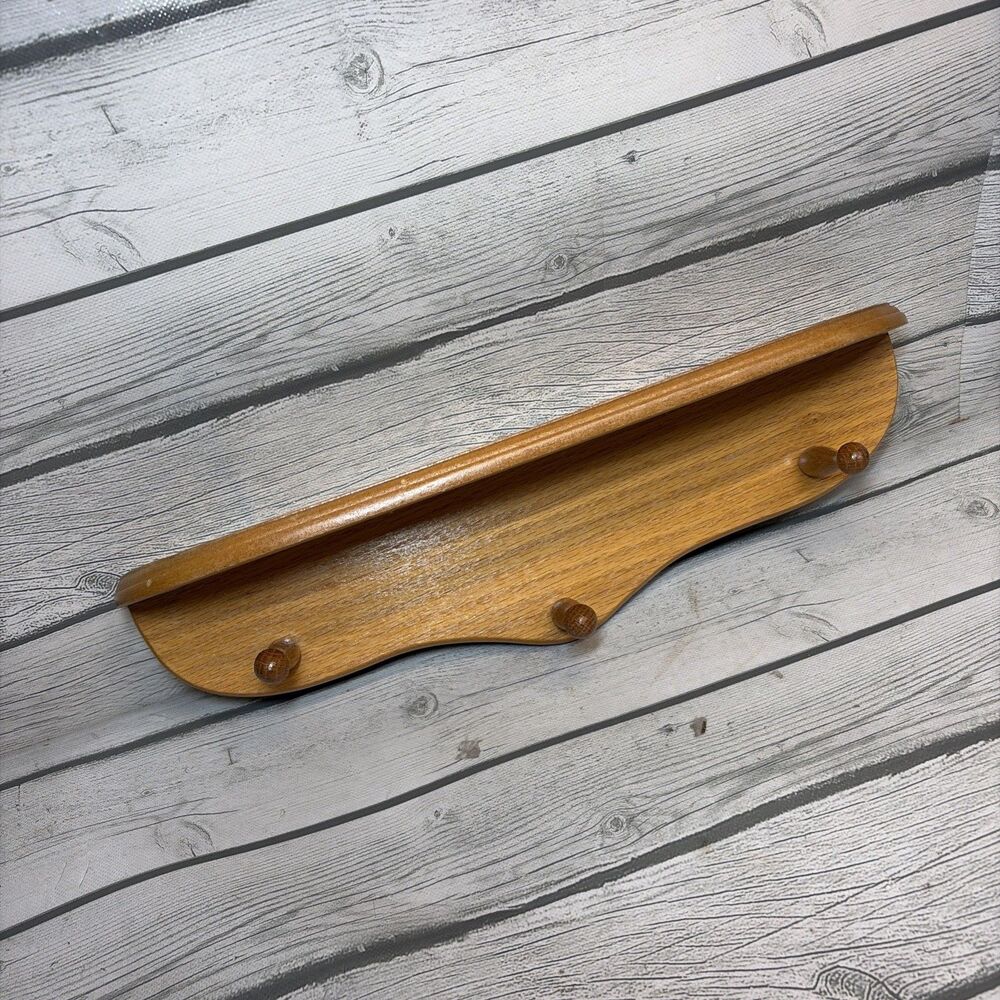 Vintage Wood Country Wall Mounted Shelf with 3 pegs 16" long